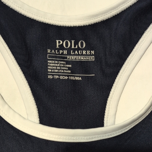 Ralph Lauren Navy Blue Tank Top with Multicolor POLO Tennis Logo - Picture 4 of 10